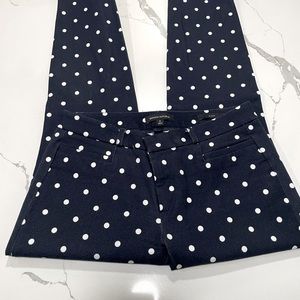Banana Republic Sloan Navy polka dot pants.